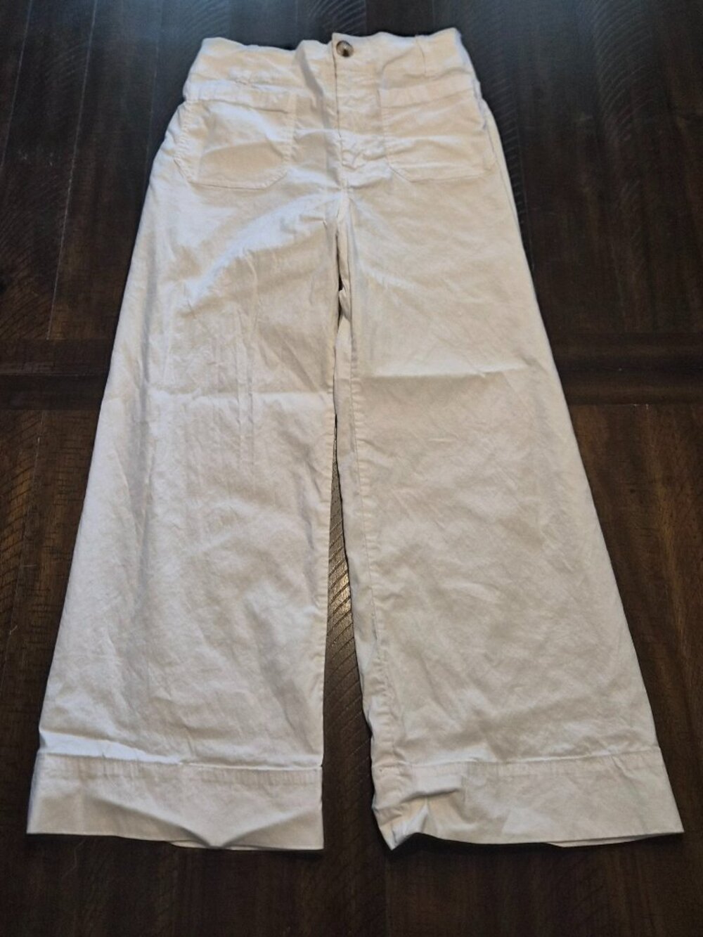 Maeve The Colette Wide Leg Crop Pants White Denim High Rise 29 Stretch H087